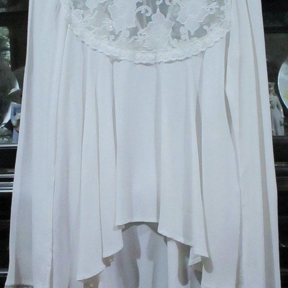 For Love & Lemons Ellery White Lace Hi Low Top Blouse Small EUC - Picture 5 of 9